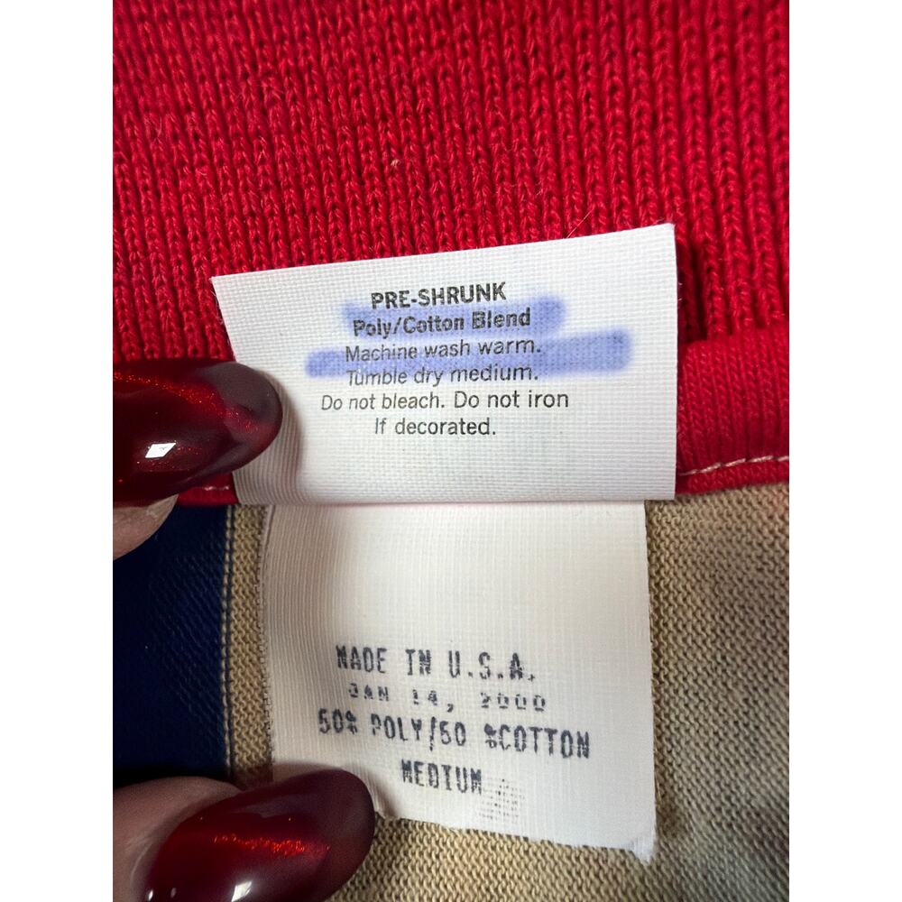 Action Gear Polo Short Sleeve Shirt Red Blue Tan Rugby Men’s Medium Vintage USA - Picture 4 of 8